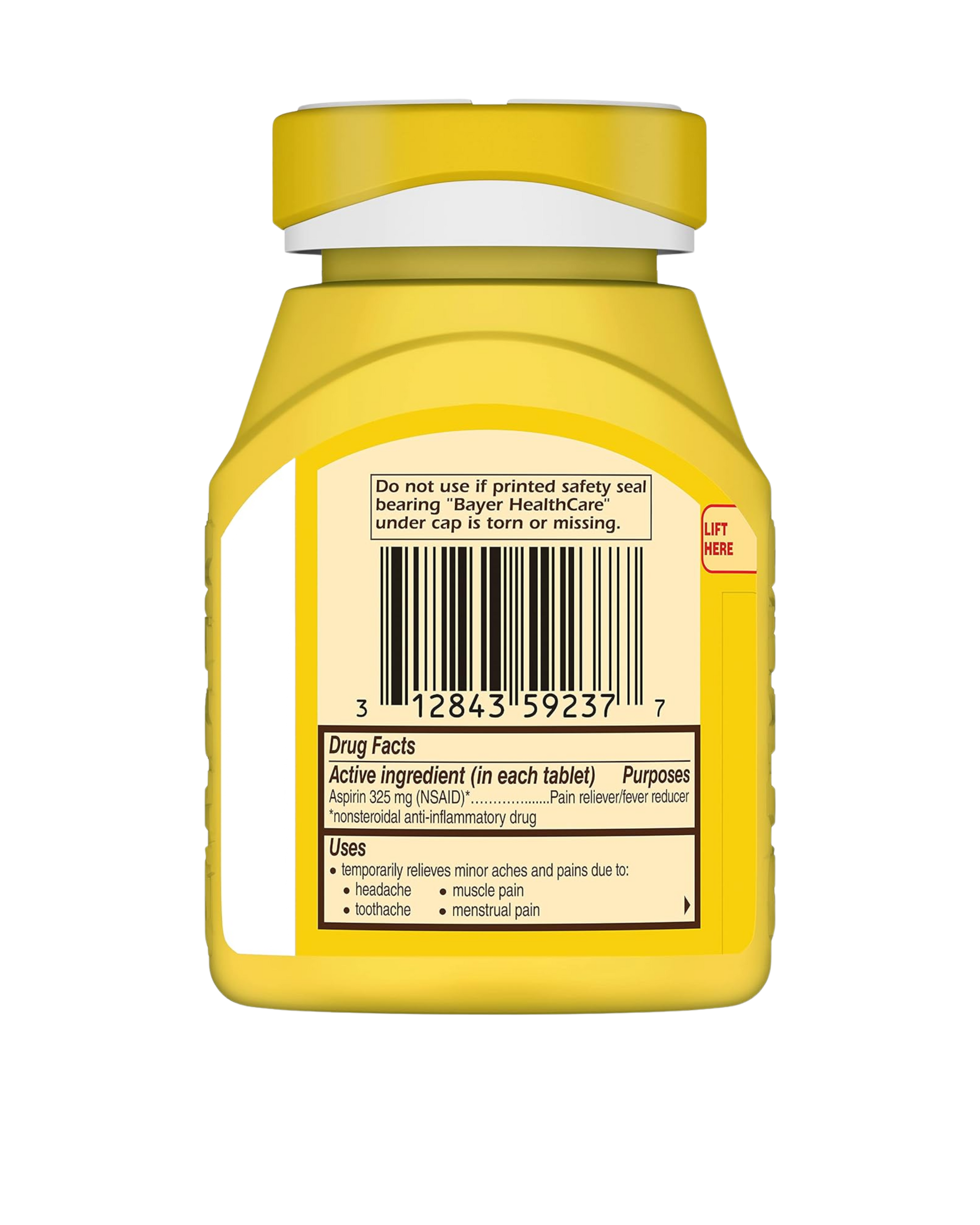 Bayer Aspirina 325 mg | Alivio del Dolor y Fiebre | 300 Tabletas