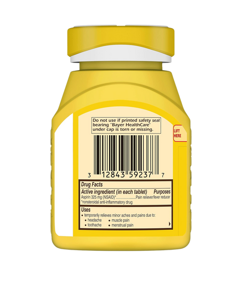 Bayer Aspirina 325 mg | Alivio del Dolor y Fiebre | 300 Tabletas
