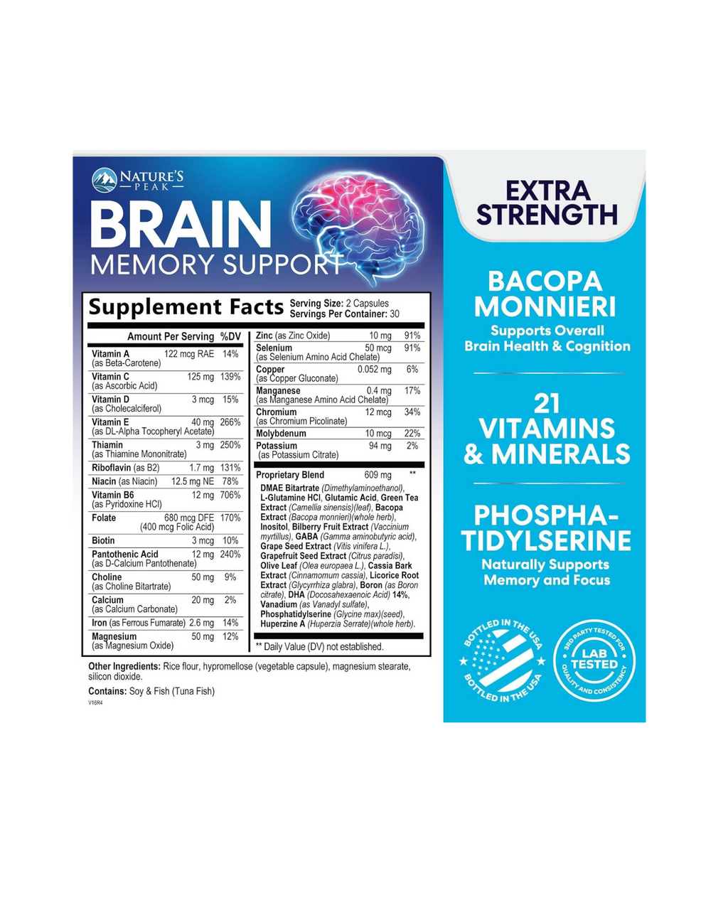 Brain Memory Support – Nature’s Peak 60 capsules