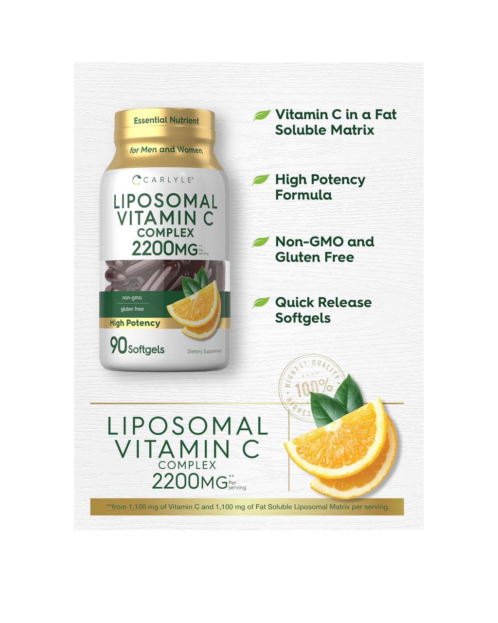 Liposomal Vitamin C 2200 mg (90 softgels)