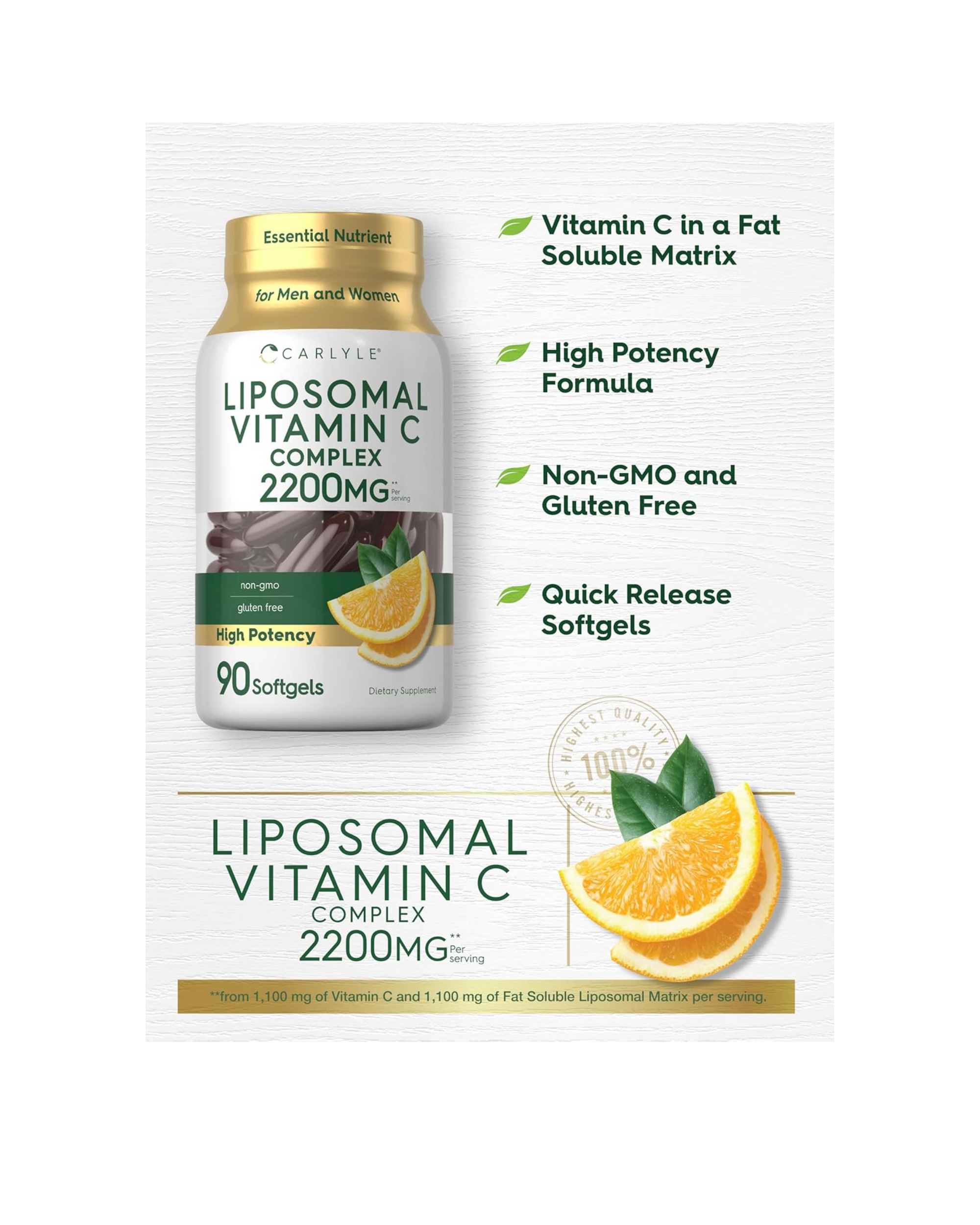 Liposomal Vitamin C 2200 mg (90 softgels)