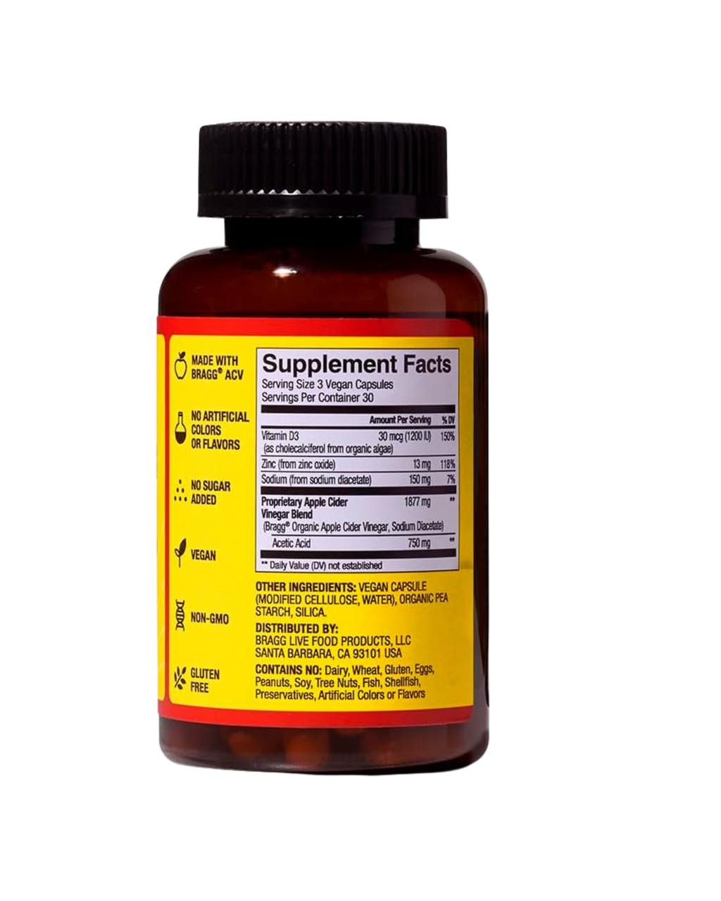 Apple Cider Vinegar Capsules – Bragg (90 cápsulas)