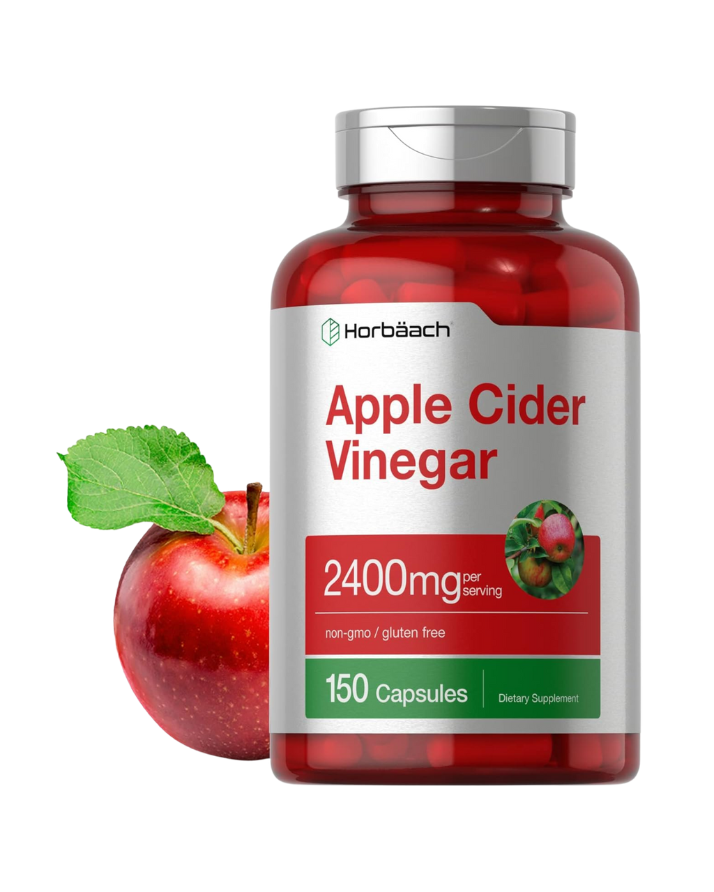 Horbäach Vinagre de Manzana 2400 mg – 150 Cápsulas (Importado)