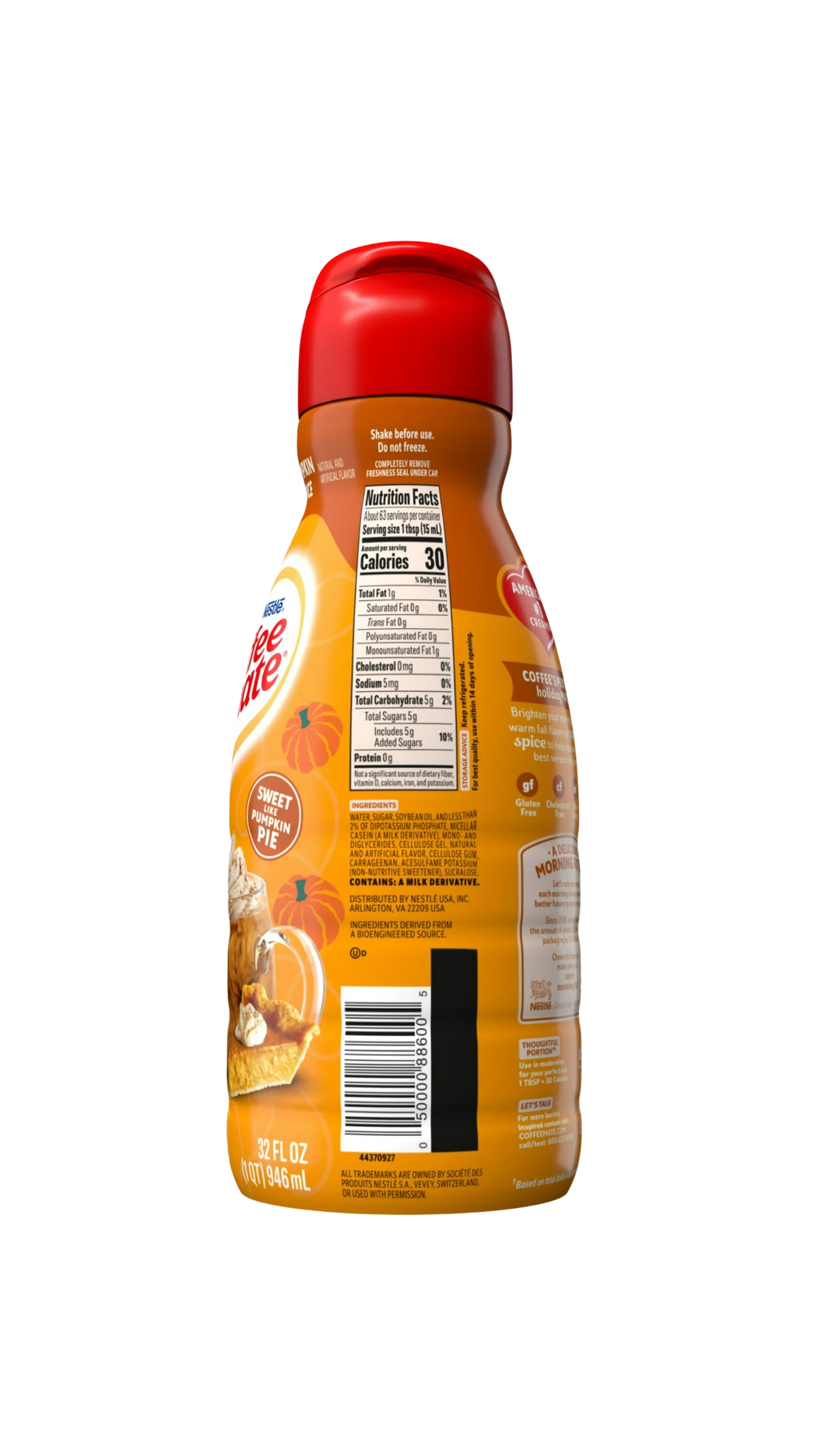 Coffee Mate Pumpkin Spice 946 ml | Sabor Pie de Calabaza