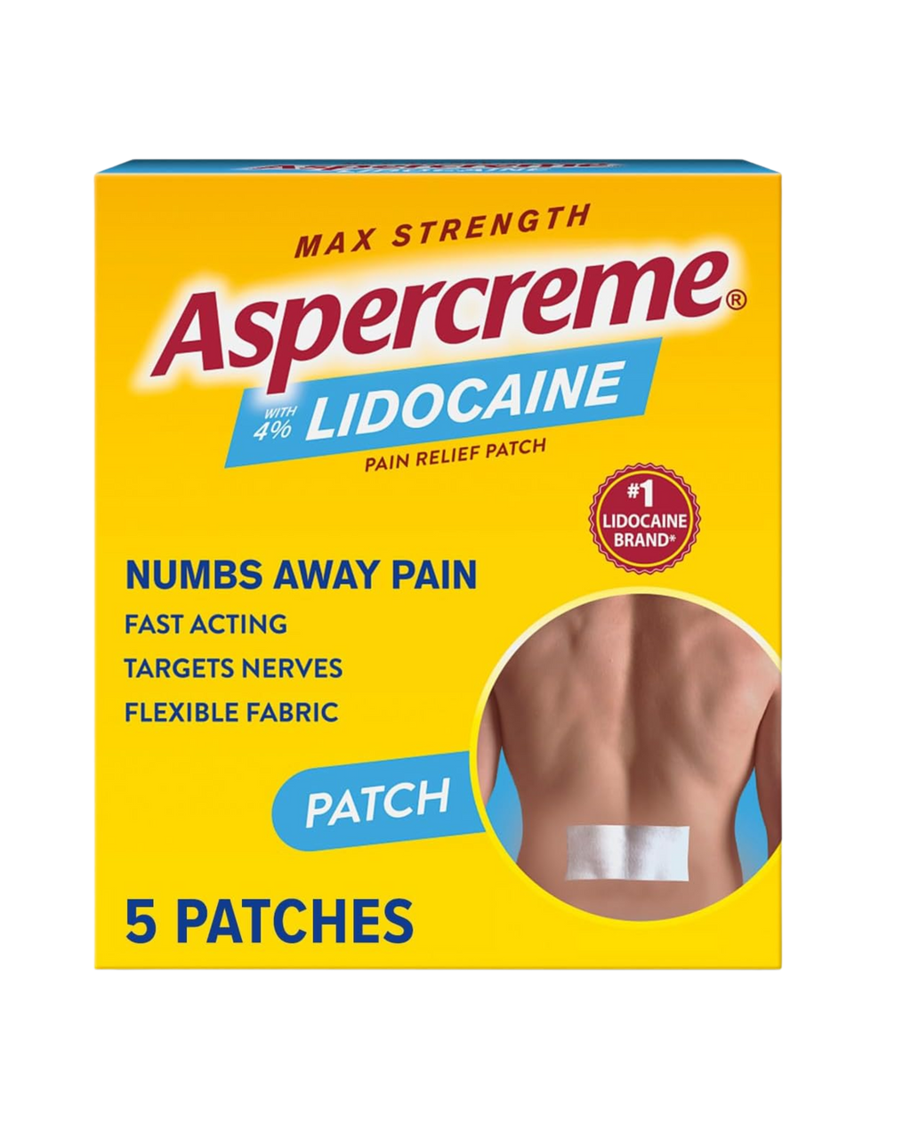 Aspercreme Lidocaína 4 % – Parches para Dolor Muscular o Articular (5 piezas)