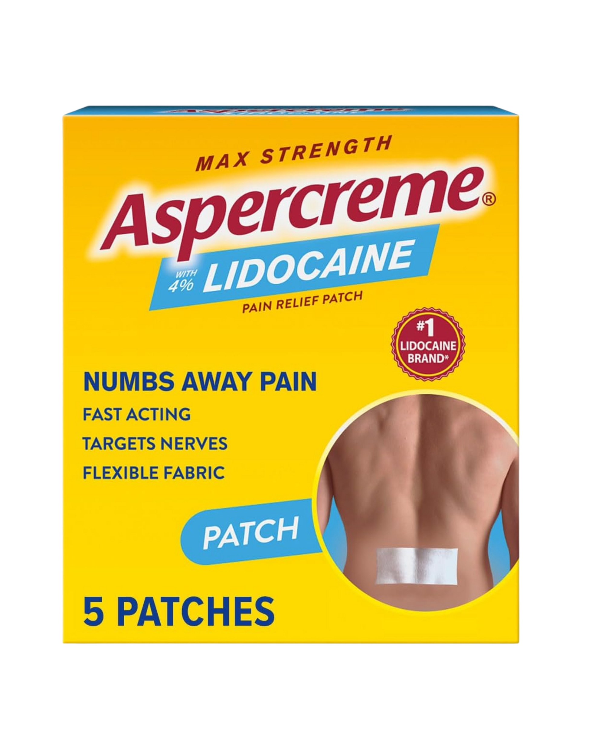 Aspercreme Lidocaína 4 % – Parches para Dolor Muscular o Articular (5 piezas)