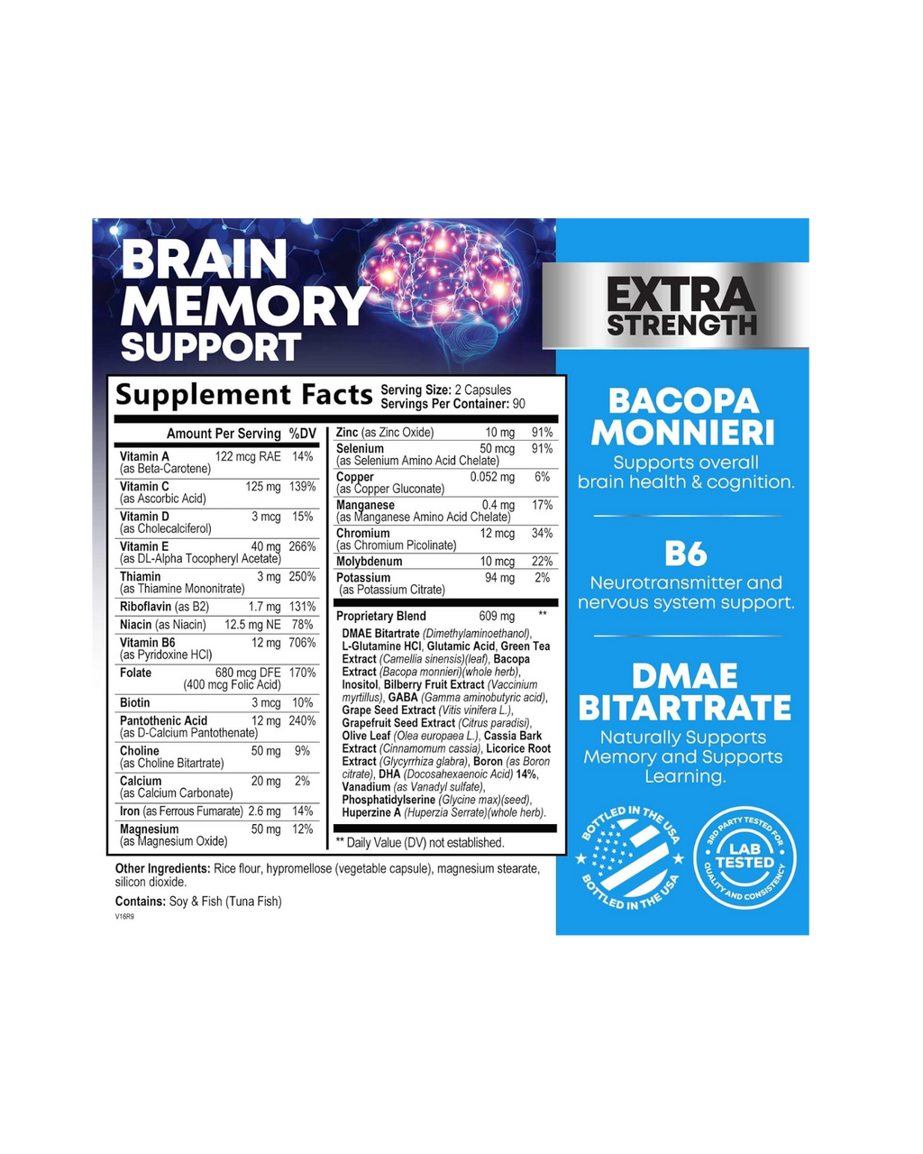Nature’s Nutrition Brain Memory Support – Suplemento para Memoria y Enfoque