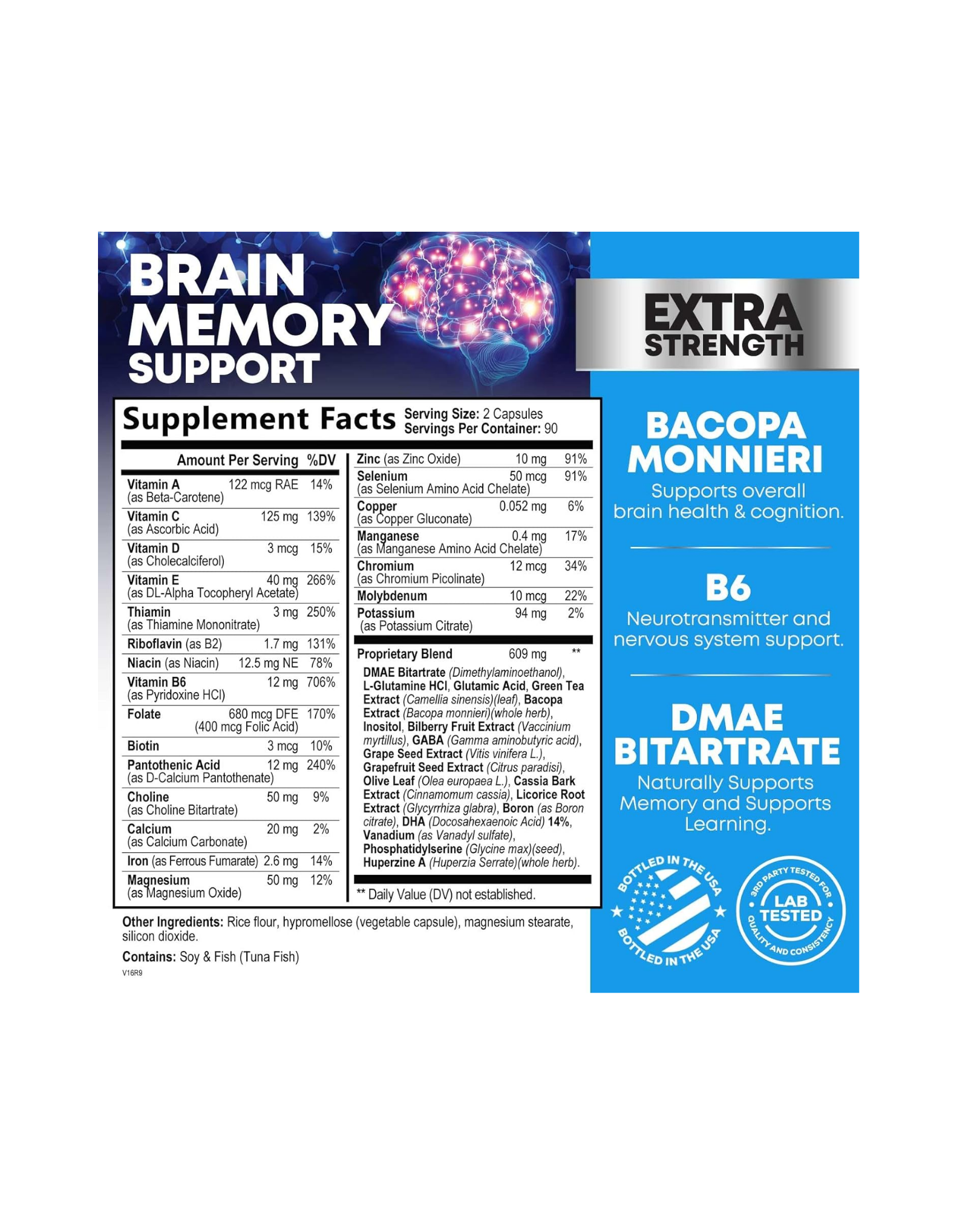 Nature’s Nutrition Brain Memory Support – Suplemento para Memoria y Enfoque