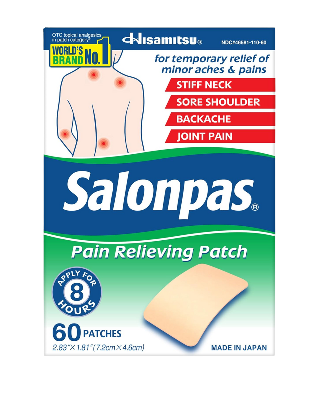 Salonpas parche para aliviar el dolor, 60 unidades