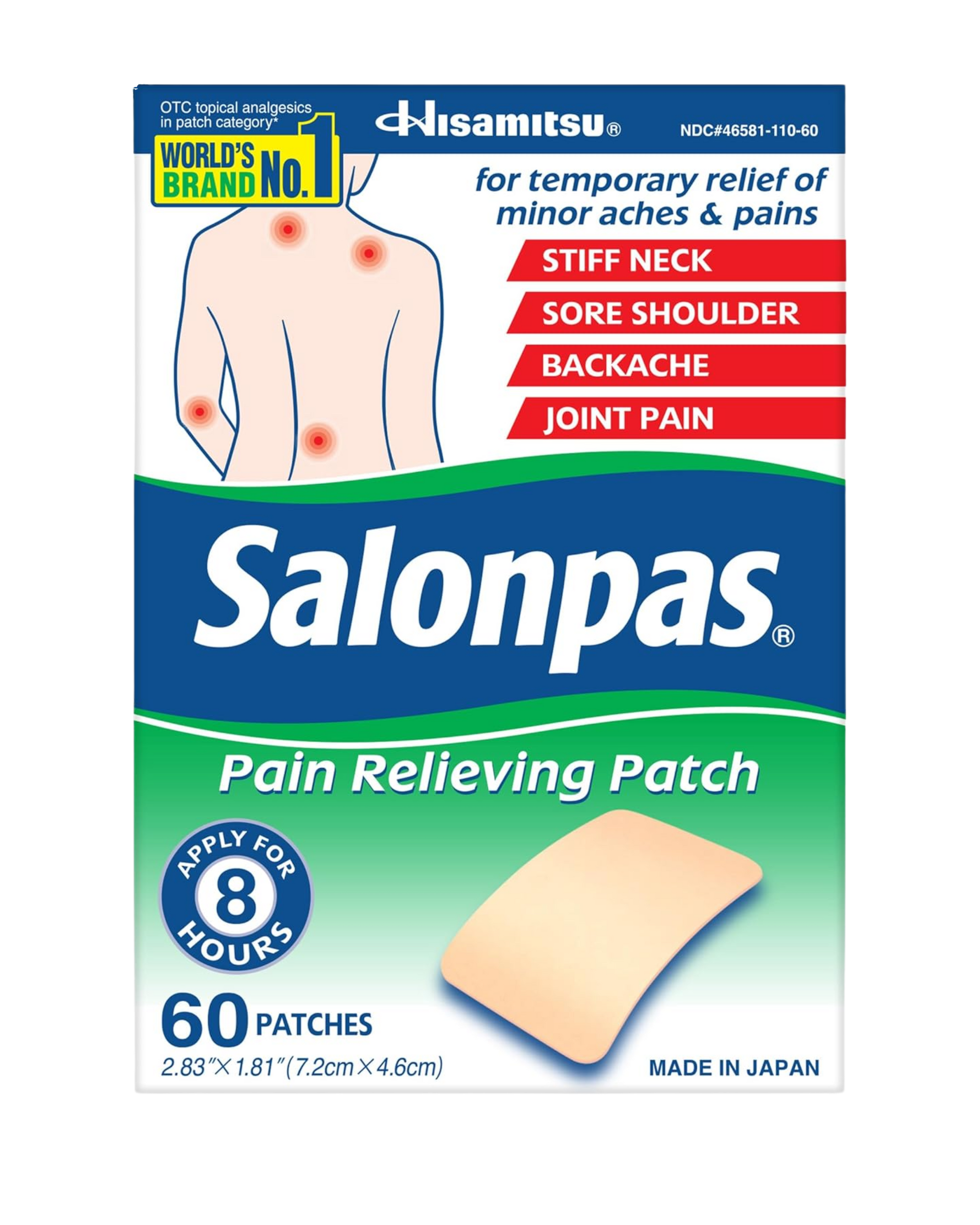 Salonpas parche para aliviar el dolor, 60 unidades
