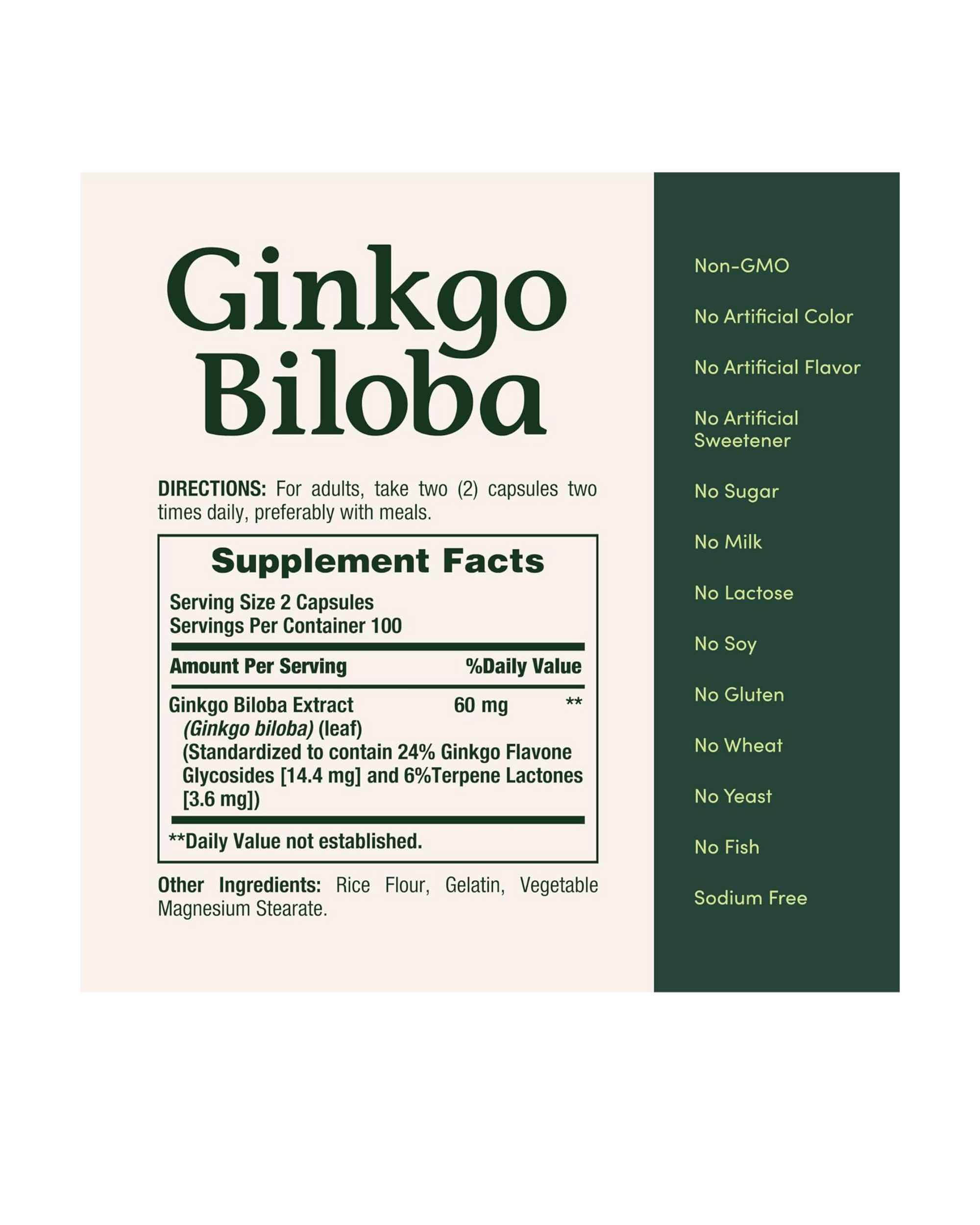 Ginkgo Biloba 60 mg – Nature's Bounty