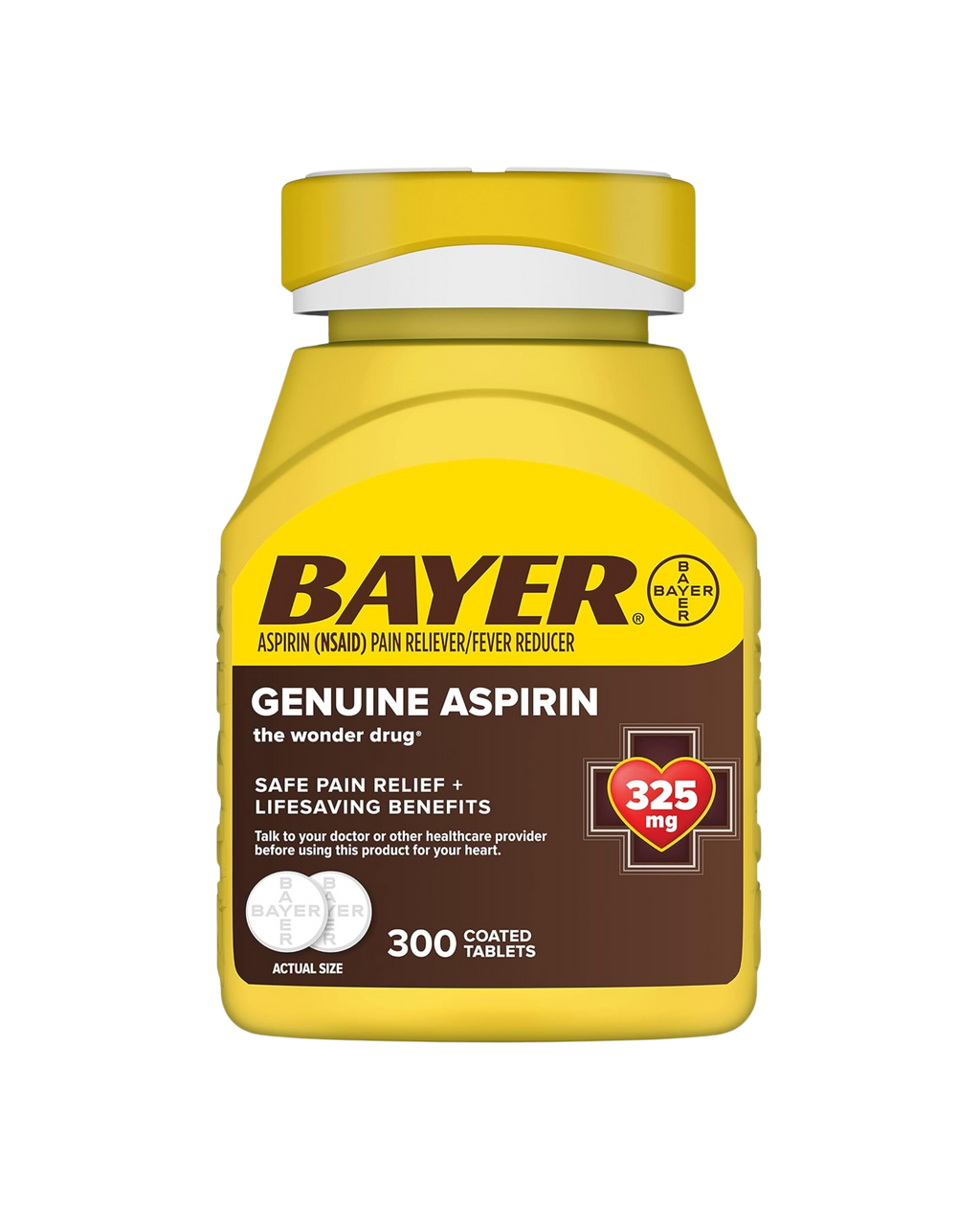 Bayer Aspirina 325 mg | Alivio del Dolor y Fiebre | 300 Tabletas