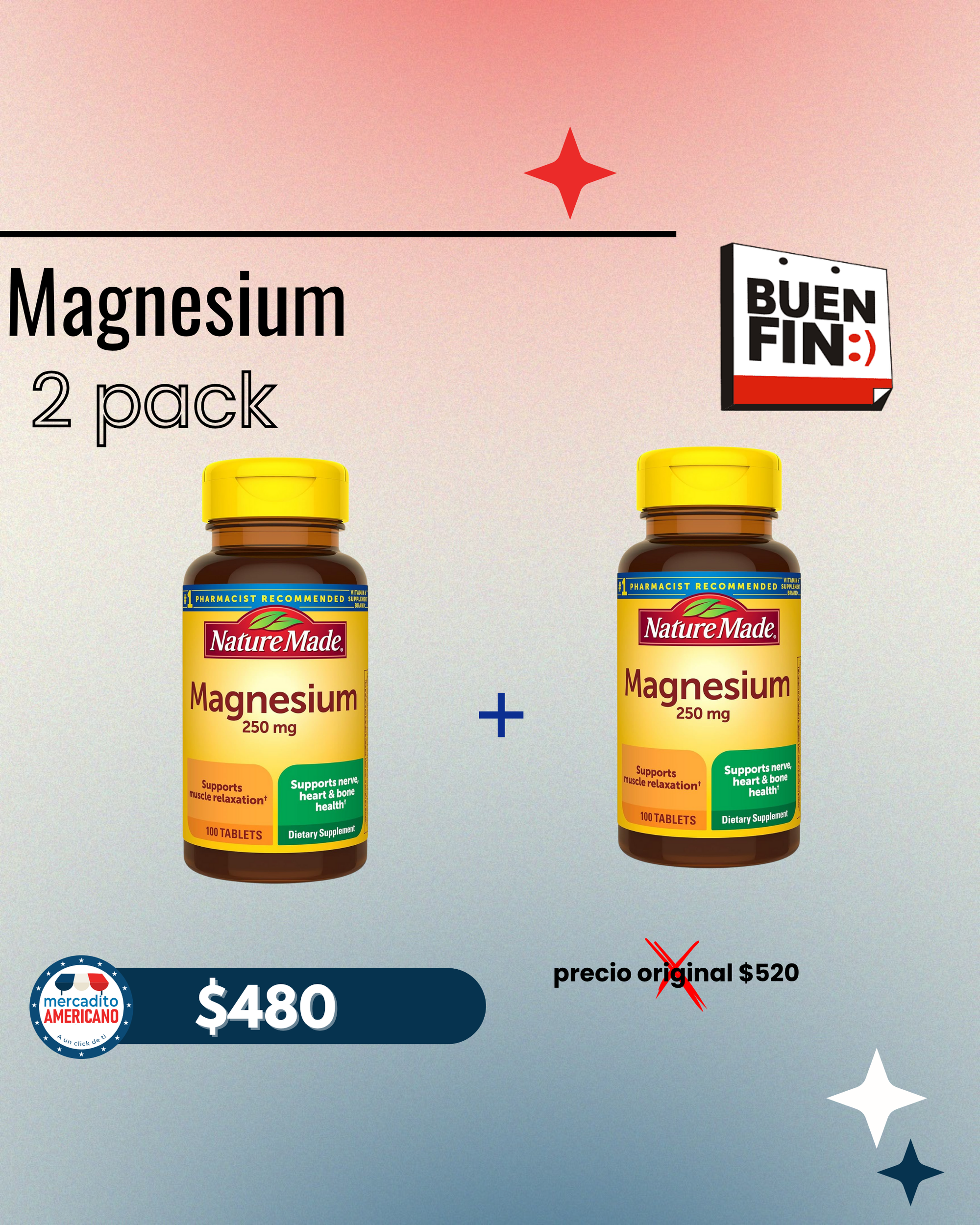 Magnesium Nature Made – Pack x2 BUEN FIN