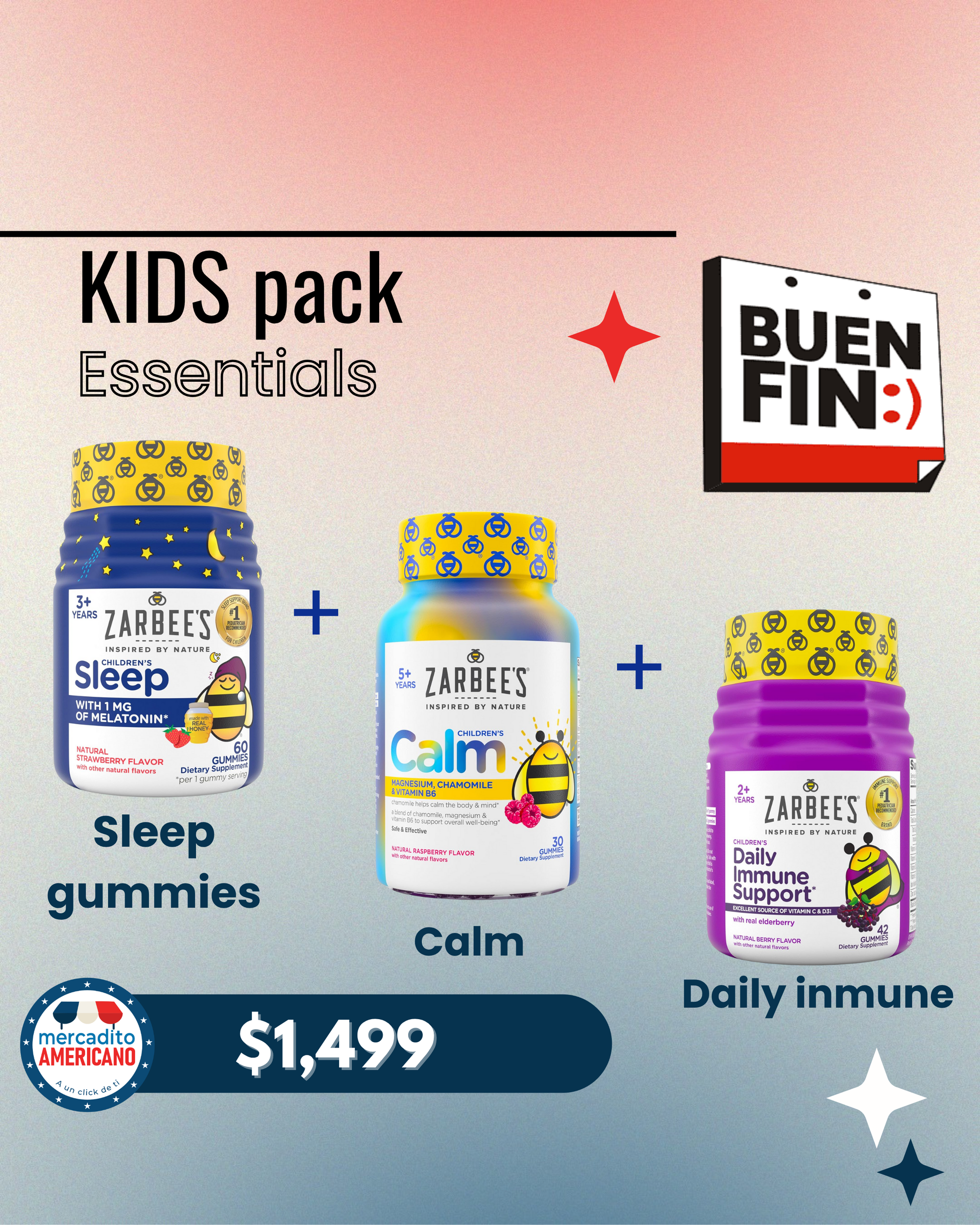 🐝 Zarbee’s KIDS Pack Essentials | 3 Productos en Combo | Buen Fin