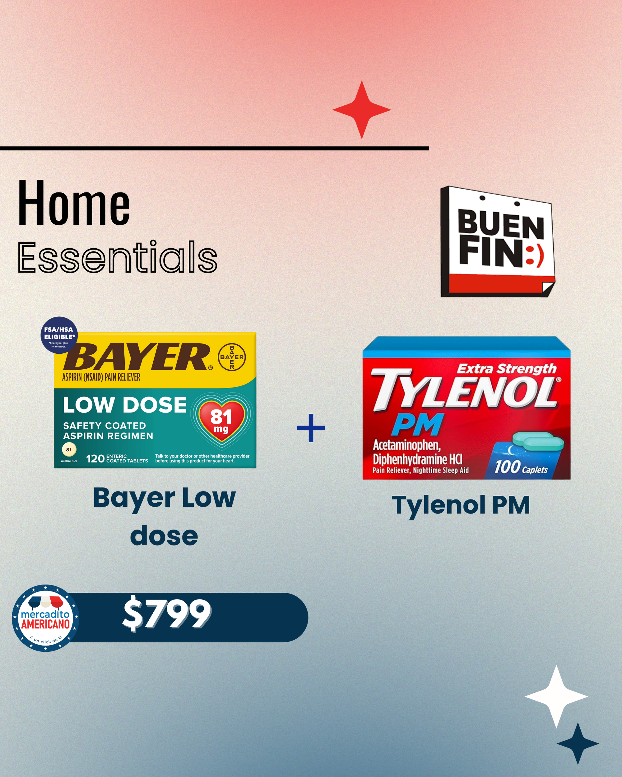 Pack - Bayer Low Dose + Tylenol PM (2 Pack)  Especial BUEN FIN | Edición limitada